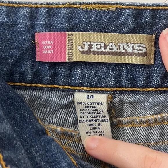 Old Navy Sz 10 Vtg Y2K Denim Micro Mini Skirt Blue Low Rise Distressed - Picture 4 of 4